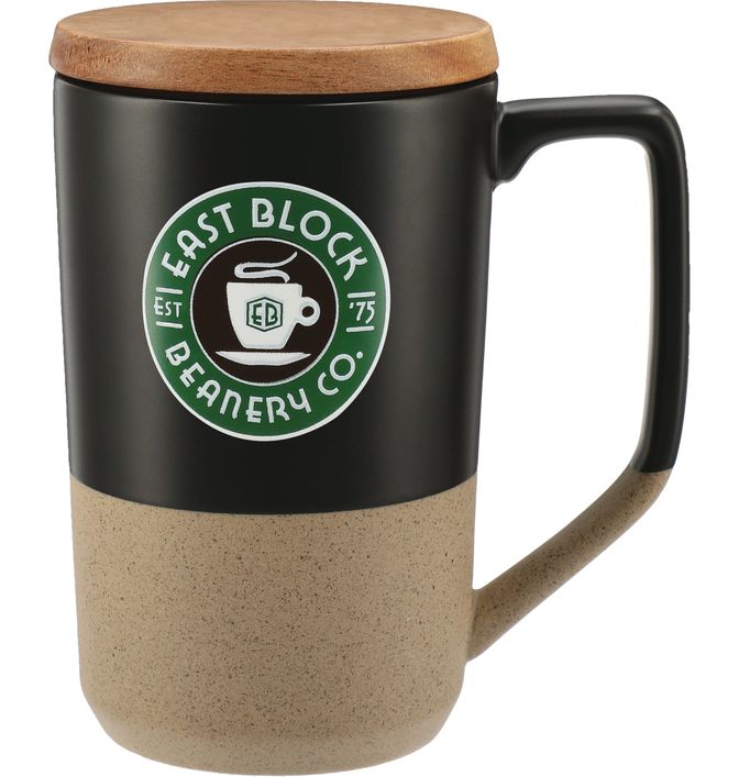 Tahoe Tea & Coffee Ceramic Mug with Wood Lid 16oz
