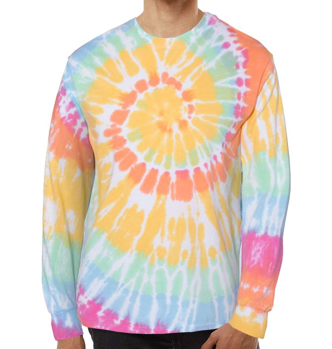 Dyenomite Multi-Color Spiral Tie-Dyed Long Sleeve T-Shirt