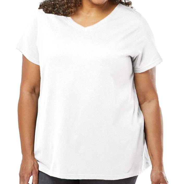 LAT Women's Curvy Jersey V-Neck Tee