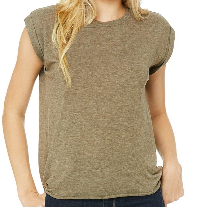 Bella + Canvas Women's Flowy Muscle T-Shirt with Rolled Cuff