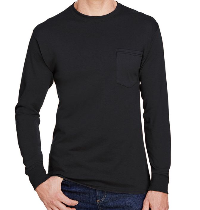 Hanes Workwear Long Sleeve Pocket Shirt