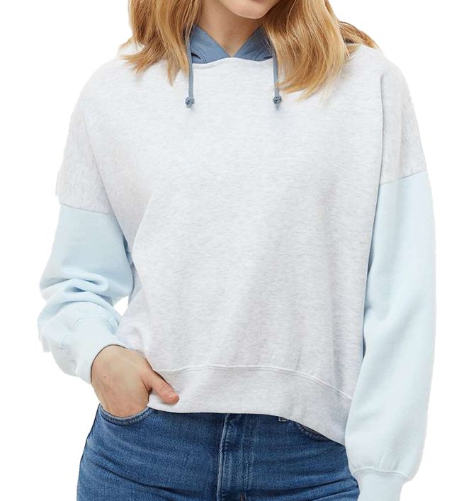 MV Sport Women's Sueded Fleece Colorblocked Crop Hoodie